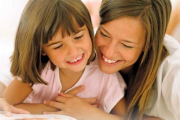 Mom and daughter reading