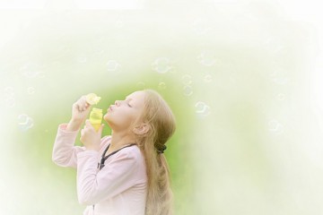 Girl blowing bubbles