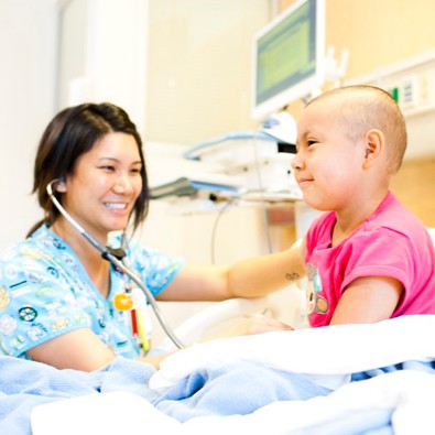 Nurse with cancer patient