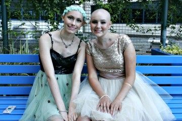 two teen girls dressed up for Oncology Prom 2014