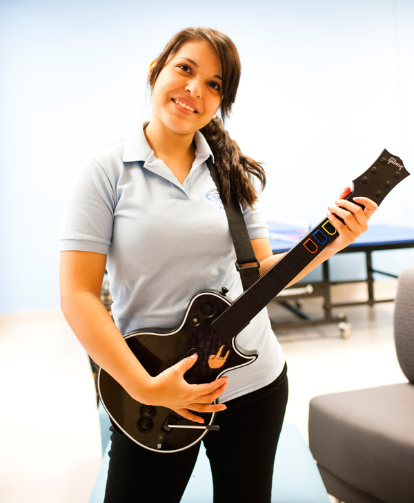 Cancer patient playing the guitar