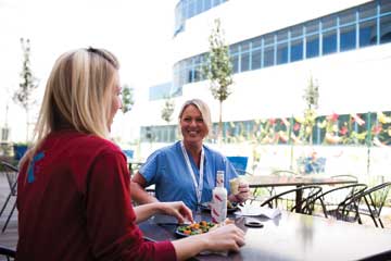 Nurses at the outdoor cafe