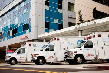 CHOC ambulances parked outside the emergency department