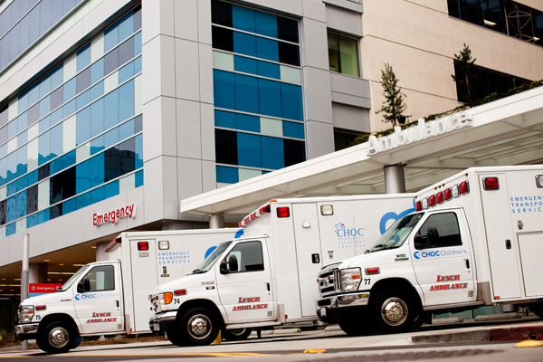 Ambulances parked outside Emergency entrance