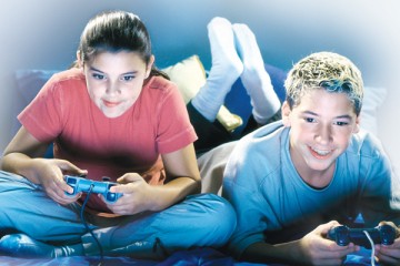 Kids playing video games