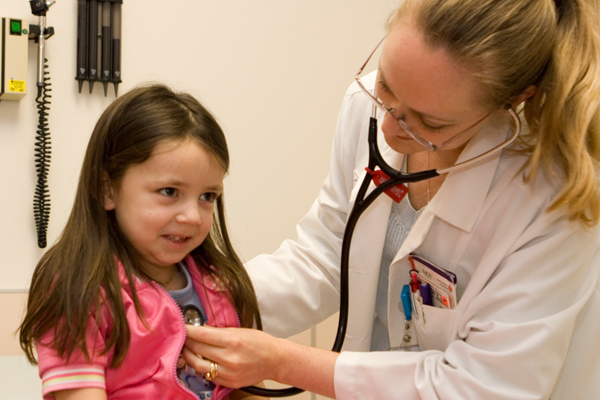 Young girl at her health exam