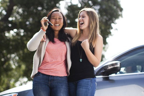 Happy teen girls