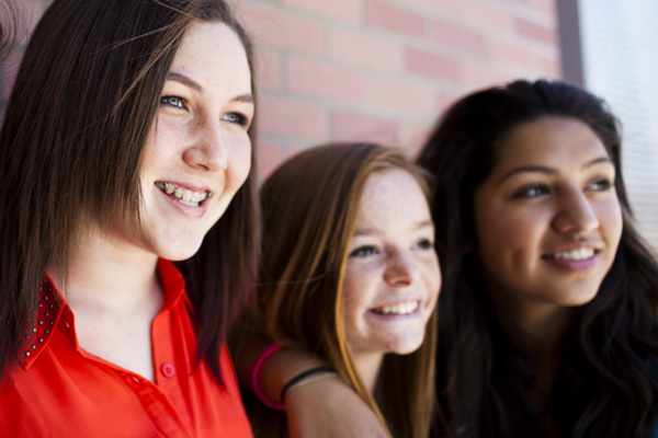 Smiling teen girls