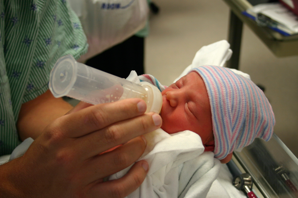Breast milk bottle-feeding baby