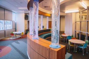 Bubble columns in the lobby of the Tidwell Procedure Center