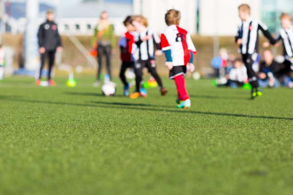 Young soccer players on the field