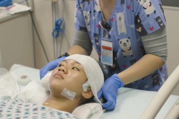 Patient getting ready for sleep study