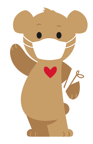 Choco waving wearing mask