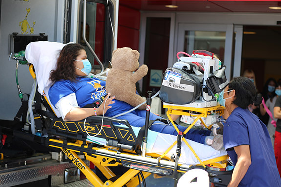 Teen patient being discharged from CHOC