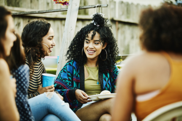 teen girl with friends at a party