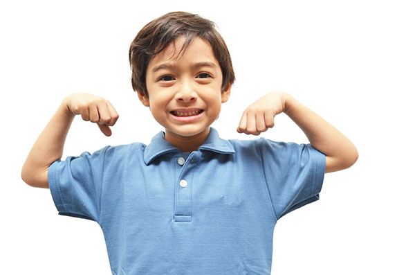 Boy with strong arms