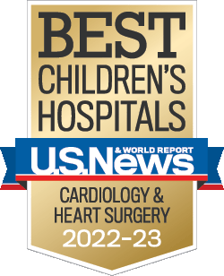 U.S. News and Reports Best Childrens Hospitals Cardiology Badge